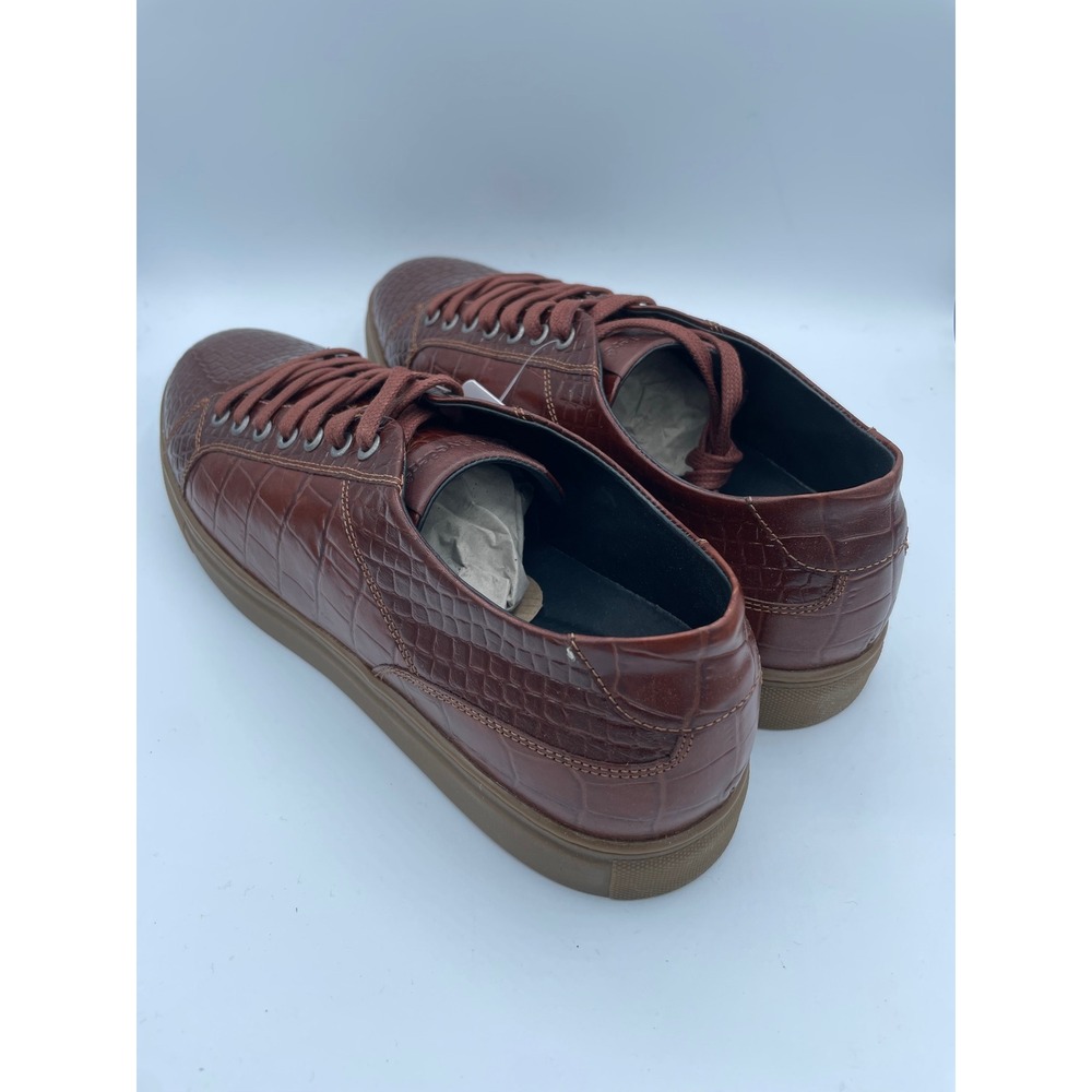 Belvedere Studio Bernardo II Cognac Crocodile Embossed Leather Sneakers 11.5 D - Picture 3 of 8
